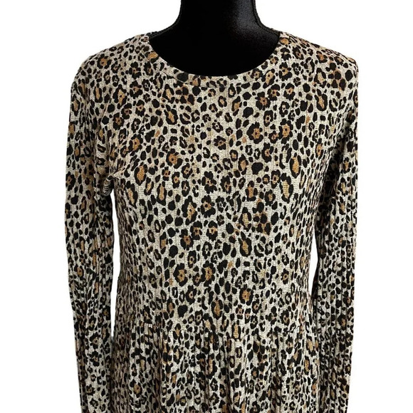 Zara‎ Trafaluc Size Large Leopard Print Long Sleeve Tunic Shift Dress Party - Picture 2 of 8